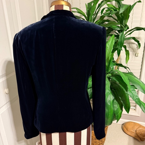 Dana Buchman Women Silk Blend Velvet Blazer Sz 6 Blue Full Zip Long Sleeve NWT - Picture 2 of 12